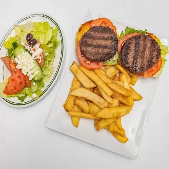 Boston Kebab Hamburger Plate at BOSTON KEBAB, Waltham MA