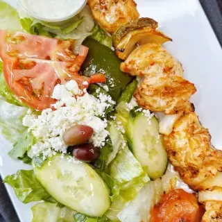 Chicken Shish (1 Skewer) Over SaladD One Skewer Kebab Over Salad